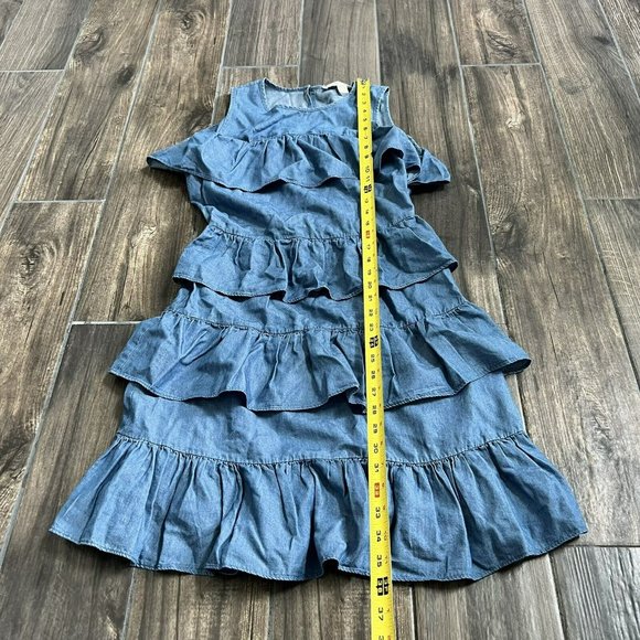 Michael Kors Women's Blue Chambray Denim Tiered Ruffle Dress XS - Picture 3 of 3